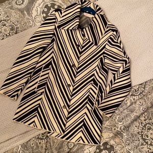 Tori Burch navy & cream Fall Coat- sz small